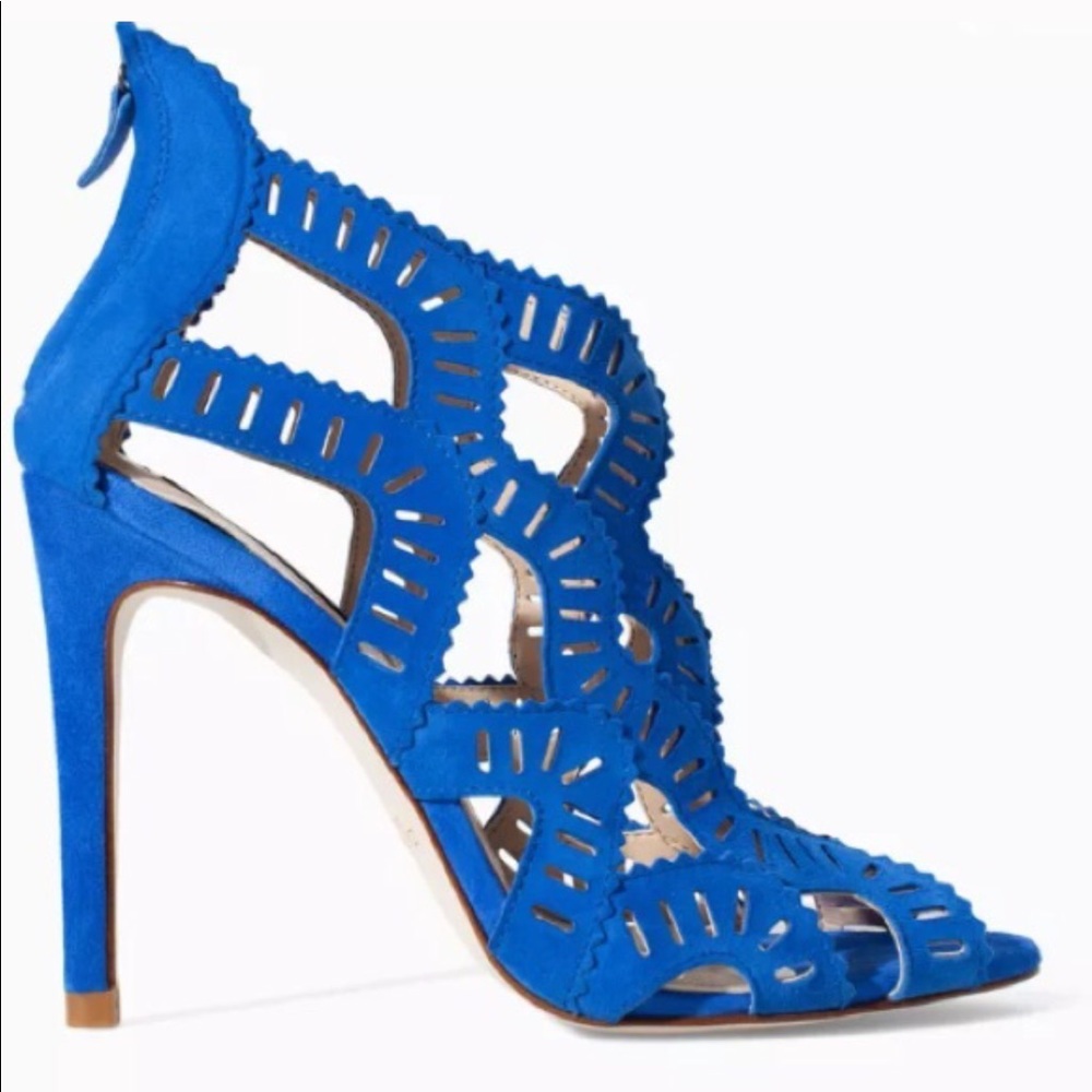 Zara blue leather criss cross high heel sandal - Picture 4 of 5